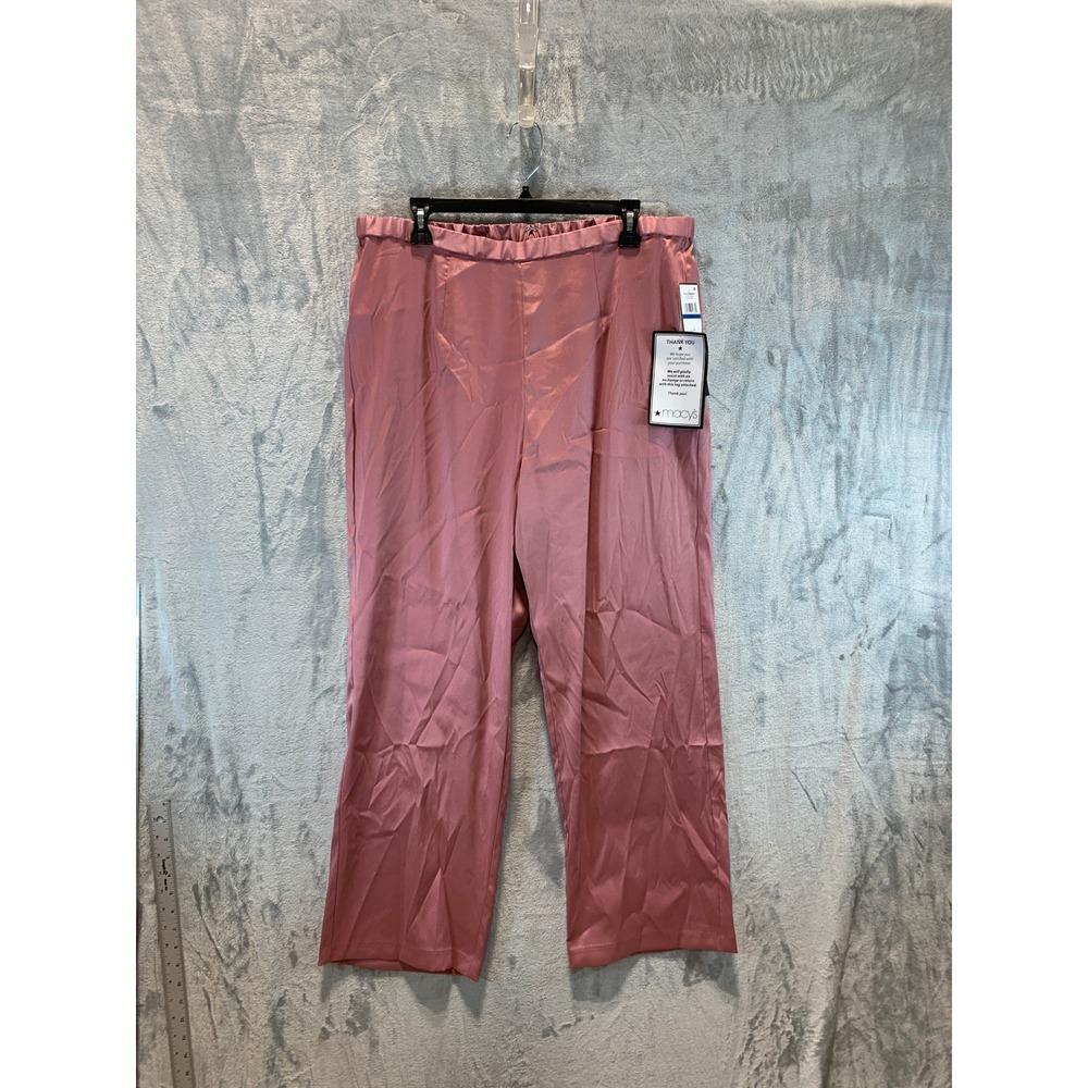 Alex Evenings Rose Pink Satin Straight Leg Formal Pants Petite XLP 8238096 NWT